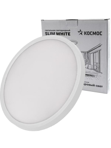 Светильник светодиодный SLIM WHITE 38Вт 6500К IP40 2700лм 230В 400х25мм КОСМОС KSlim38w_W6500K