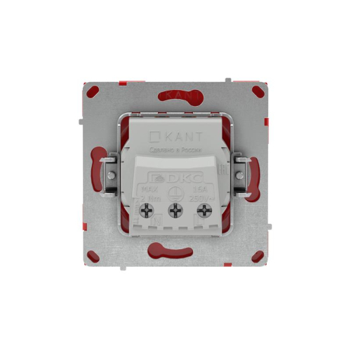 Розетка силовая KANT 2P+E защ. шторки красн. сатин DKC 7001003
