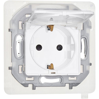 Розетка 1-м СП Inspiria 16А IP44 250В 2P+E защ. шторки с крышкой немецк. стандарт механизм бел. IEK 673740