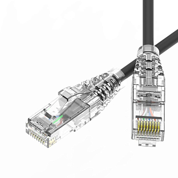 Патч-корд неэкранированный SLIM CAT6 U/UTP 4х2 28 AWG LSZH 1м черн. DKC RN6UU4510BK-28