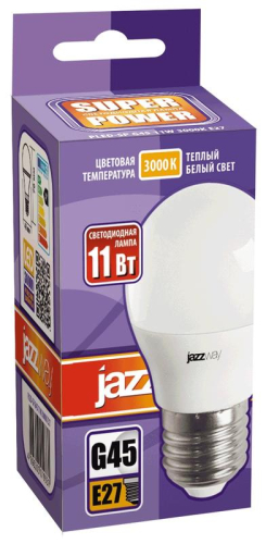 Лампа светодиодная PLED-SP 11Вт G45 3000К E27 230В/50Гц JazzWay 5019331
