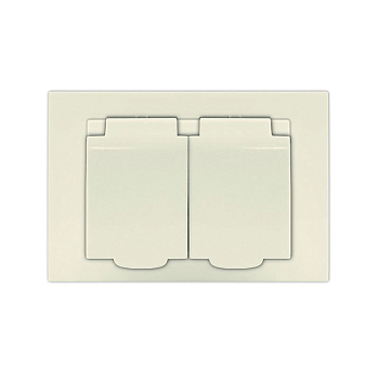 Розетка 2-м СП Афина 16А IP20 с заземл. c крышкой в сборе сл. кость (ivory) Universal A0031-I