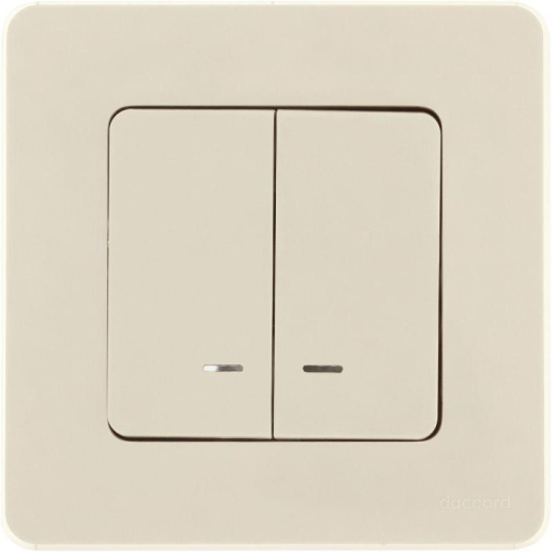 Выключатель 2-кл. Inspiria 10А IP20 250В 10AX с подсветкой/индикацией механизм сл. кость IEK 673631