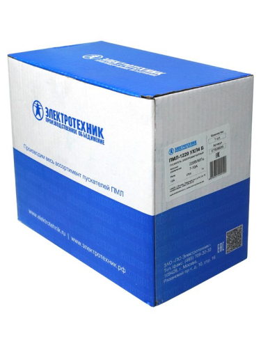 Пускатель ПМЛ-1220 УХЛ4 Б 10А кат. 220В 1НО IP54 с реле 7-10А в корпусе с кнопками ПУСК + СТОП Электротехник ET508535