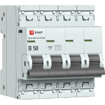 Выключатель автоматический модульный 4п B 50А 6кА ВА 47-63N PROxima EKF M636450B