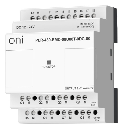 Модуль расширения входов выходов ПЛК 430 4 DI 4 UI (0-10В/DI) 8 TO 24В DC ONI PLR-430-EMD-08U08T-0DC-00