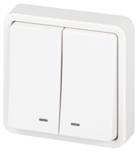 Выключатель Эксперт 11-1525-01 двойн. с подсветкой IP55 10АХ-250В СУ бел. Эра Б0063304