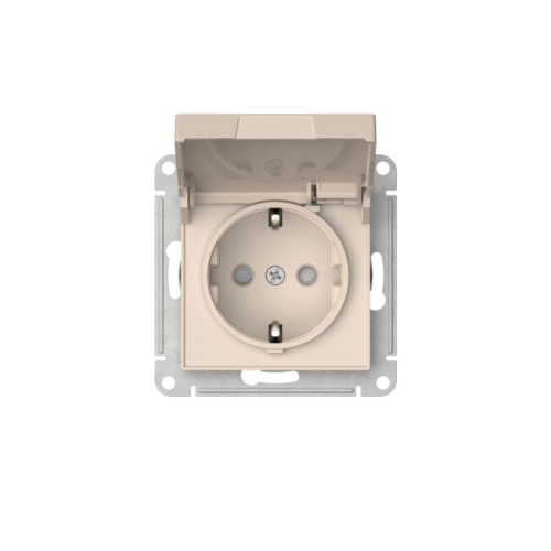 Розетка AtlasDesign 16А IP20 с заземл. защ. шторки с крышкой быстрозажим. клем. механизм беж. SE ATN000246S