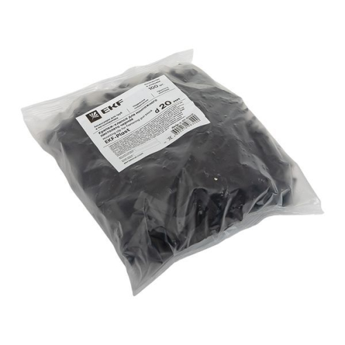 Держатель для труб (клипса) d20мм для монтажн. пистолета черн. (уп.100шт) Plast EKF derjp-z-20-black