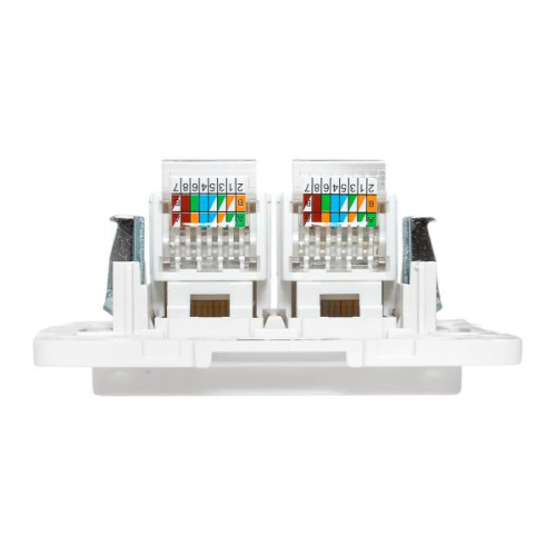Розетка компьютерная 2-м Стокгольм RJ-45 механизм бел. EKF EYK02-035-10