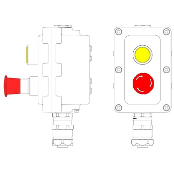 Пост управления взрывонепроницаемый из алюминия LCSD-02-B-MC-L1Y(220)x1-P6E(11)x1-PCMB-KAEPM3MHK-26 DKC LCSD21000100