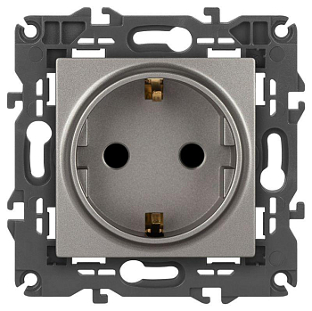 Розетка Elegance 14-2102-16 16А 250В 2P+E Schuko защ. шторки титан Эра Б0065806