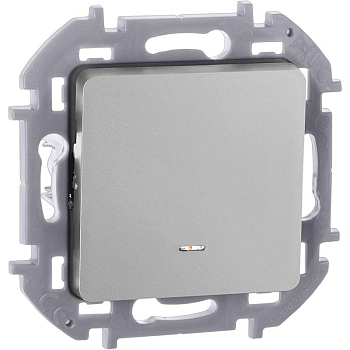 Переключатель 1-кл. Inspiria 10А IP20 250В 10AX с подсветкой/индикацией механизм алюм. IEK 673662