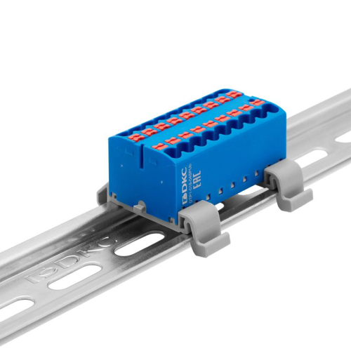 Блок распределительный зажим push-in 18 точек подключения 25кв.мм син. DKC DTP1-018-04SPUB