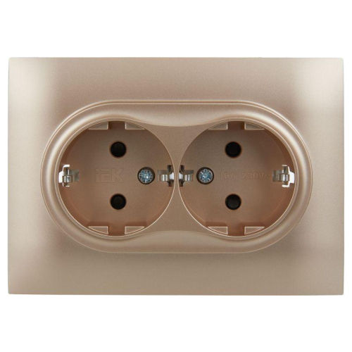 Розетка 2-м SKANDY 16А с заземл. защ. шторки в сборе SK-R07Sa песочн. IEK SK-R24-16-K98-F
