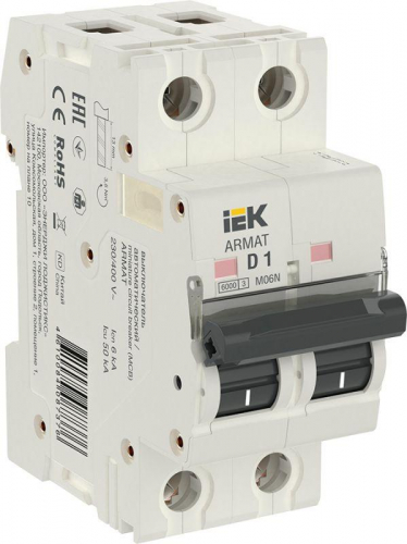 Выключатель автоматический модульный 2п D 1А M06N ARMAT IEK AR-M06N-2-D001