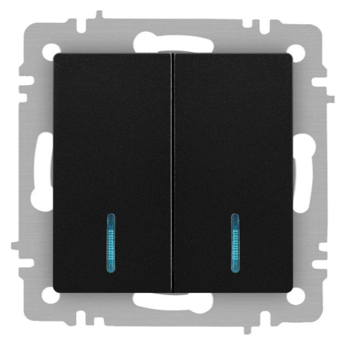 Выключатель 2-кл. СП Accent 6-105-05 10А IP20 250В с подсветкой AL/CU антрацит Intro Б0063516