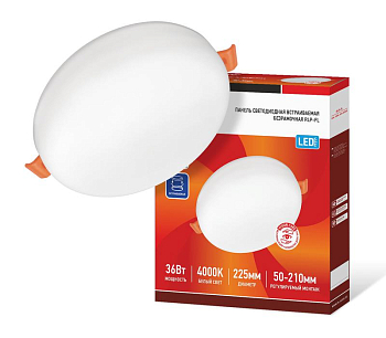 Светильник светодиодный RLP-FL 36Вт 4000К IP20 3240лм 230В 223мм с рег. монтаж. 45-190мм встраив. безрамочн. панель бел. IN HOME 4690612036717