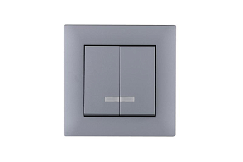 Выключатель 2-клав. с подсветкой Karea RIZZ STAR сер. Makel 88065023