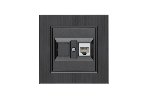 Розетка компьютерная CAT 5+гнездо Karea LINE STAR дым. металлик Makel 86050035