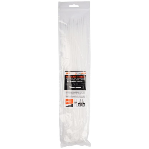 Хомут кабельный PCT 3.6х350-100WH 3.6х350 PA6.6 бел.(уп.100шт) JazzWay 5053885