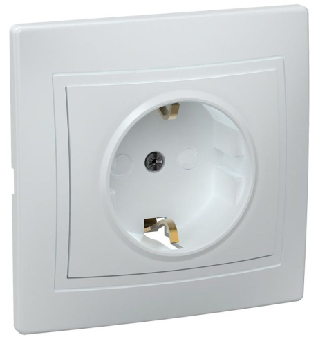Розетка 1-м СП Кварта РСш10-3-КБ 16А IP20 с заземл. защ. шторки керамика бел. GENERICA ERK14-K01-16-K
