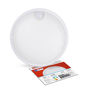 Светильник светодиодный СПП ИД-1565-КРУГ 15Вт 6500К IP65 1350лм 140мм герметичный с инфракрасным датчиком IN HOME 4690612044057