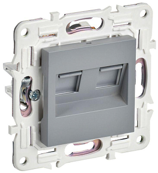 Розетка компьютерная двойн. RJ45 кат.6 SKANDY SK-K04Gr сер. IEK SK-K20-2-K03