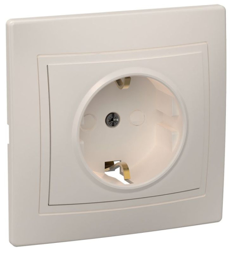 Розетка 1-м СП Кварта РСш10-3-Км 16А IP20 с заземл. защ. шторки керамика крем. GENERICA ERK14-K33-16-K