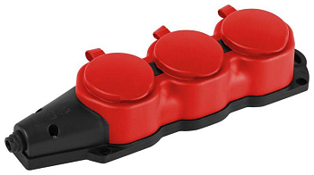 Колодка 3-м с заземл. 16A IP44 KX-3e-RED-IP44 каучук. красн. Эра Б0068393