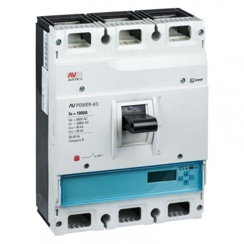 Выключатель автоматический 3п 1000А 50кА AV POWER-4/3 ETU6.0 AVERES EKF mccb-43-1000-6.0-av