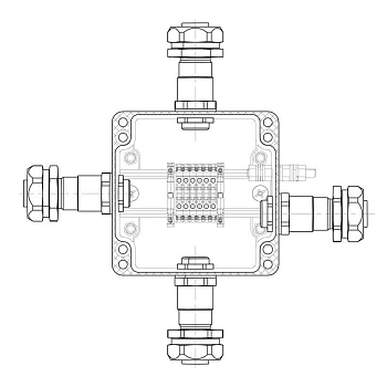 Коробка взрывозащищенная клеммная из полиэстераTBE-P-03-(6xCBC.2)-1xKAEPM2MHK-20(A)-1xKAEPM2MHK-20(B)-1xKAEPM2MHK-20(C)-1xKAEPM2MHK-20(D)1Ex e IIC Т5 Gb / Ex tb IIIC T95град.C DbIP66/КЗ DKC 1231.031.22.11A