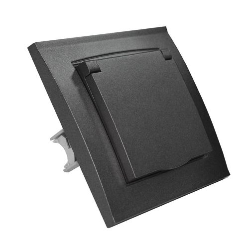 Розетка 1-м СП Бриллиант 16А IP20 с заземл. с крышкой в сборе графит Universal 7947649-Gr