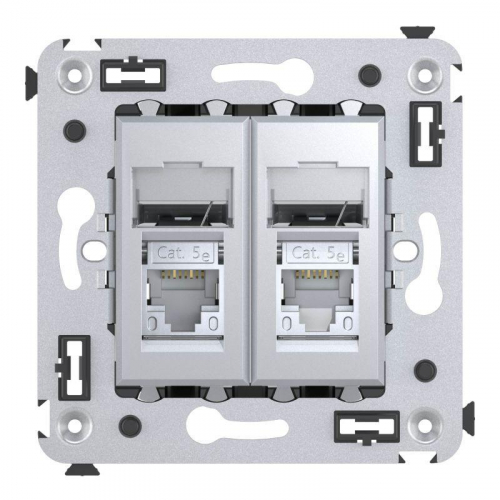 Розетка 2-м RJ-45 СП кат.5e экранированная Avanti "Закаленная сталь" DKC 4404364