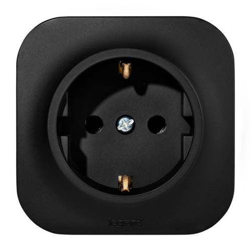 Розетка 1-м ОП Quteo 16А IP20 2P+E с заземл. без защ. шторок черн. матов. IEK 782472