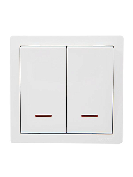 Выключатель 2-кл. ОП LETO с индикацией бел. LEZARD 752-0200-112