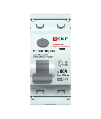 Выключатель дифференциального тока 2п 80А 100мА тип A 6кА ВД-100N электромех. PROxima EKF E1026MA80100