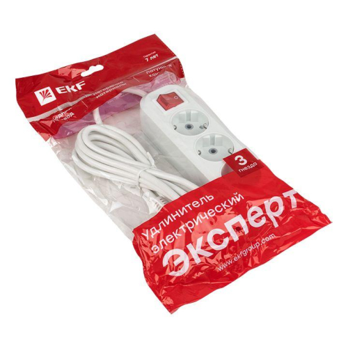 Удлинитель 3х3м с заземл. 16А IP20 Эксперт 3.0кВт с выкл. ПВС 3х1 PROxima EKF UBA16-310-3-03i