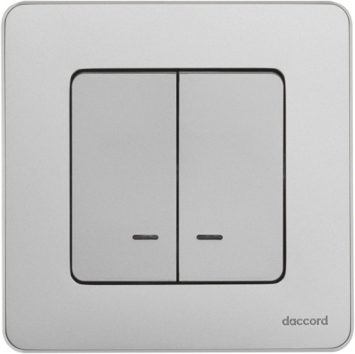 Выключатель 2-кл. Inspiria 10А IP20 250В 10AX с подсветкой/индикацией механизм алюм. IEK 673632