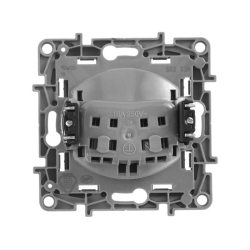 Розетка 1-м СП Etika 16А IP31 250В 2P без заземл. защ. шторки немецк. стандарт винтов. клеммы механизм антрацит IEK 672634