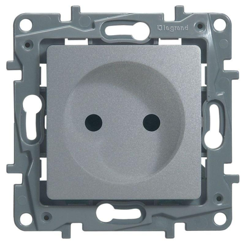 Розетка 1-м СП Etika 16А IP31 250В 2P без заземл. защ. шторки немецк. стандарт винтов. клеммы механизм алюм. IEK 672434