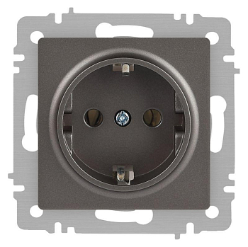 Розетка 1-м СП Accent 6-202-09 16А IP20 250В 2P+E Schuko титан Intro Б0063701