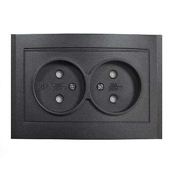 Розетка 2-м СП Бриллиант 16А IP20 без заземл. защ. шторки в сборе графит Universal 7947526-Gr