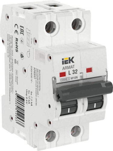 Выключатель автоматический модульный 2п L 32А M10N ARMAT IEK AR-M10N-2-L032