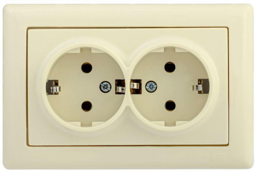 Механизм розетки 2-м СП Bolero РС21-1-0-БК 16А IP20 с заземл. крем. IEK ERB21-K33-16