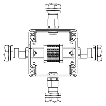 Коробка взрывозащищенная клеммная из алюминияTBE-A-12-(6xCBC.2)-1xKAEPM2MHK-20(A)-1xKAEPM2MHK-20(B)-1xKAEPM2MHK-20(C)-1xKAEPM2MHK-20(D)1Ex e IIC Т5 Gb / Ex tb IIIC T95град.C Db IP66 DKC 1201.121.22.11A