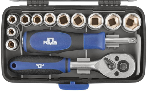 Мини-набор инструмента (биты; головки; вороток; удлинитель) 38шт пластиковый кейс MOS 65000М