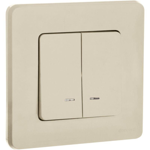 Выключатель 2-кл. Inspiria 10А IP20 250В 10AX с подсветкой/индикацией механизм сл. кость IEK 673631