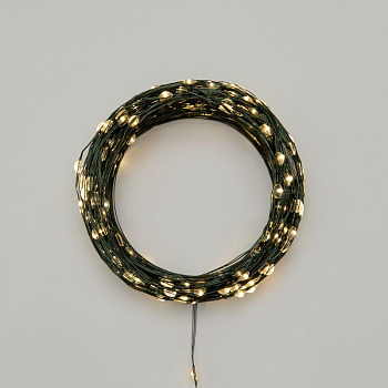 Гирлянда светодиодная "Роса" 50м 500LED тепл. бел. IP20 230В с контроллером провод зел. Neon-Night 303-286