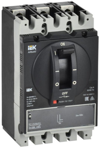 Выключатель автоматический в литом корпусе 3п A 35кА 80А расцепитель электромагн. регулируемый ARMAT IEK AR-MCCB-3A-035-0080A-MTUC